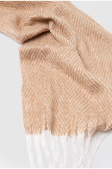 Herringbone Tassel Fluffy Scarf - beige product thumbnail 3
