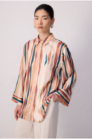 STRIP PATTERNED SATIN SHIRT