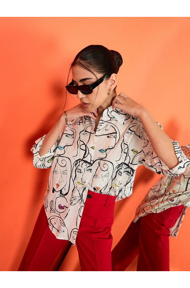 White Long Sleeve Graphic Print Shirt