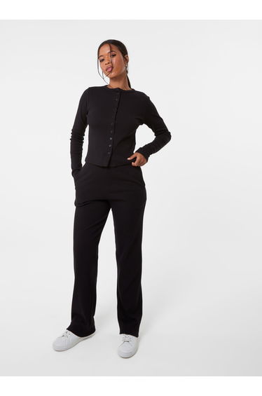 Ribbed Button Front Top