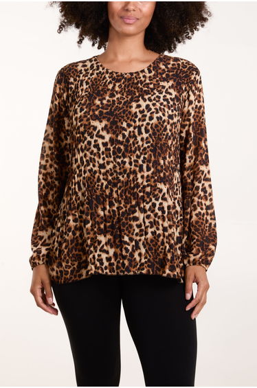 Leopard Print Pleated Top