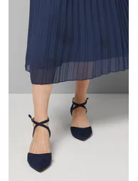 Good For The Sole: Wide Fit Millie Comfort Faux Suede Cross Strap Medium Heel Court Shoes - 2