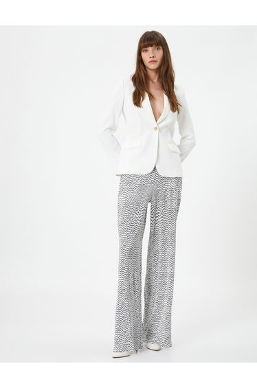 Pleated Polka Dotted High Rise Wide Leg Trousers