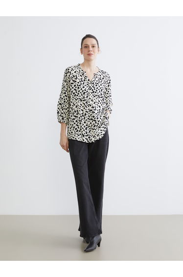 Asymmetric Collar Patterned Women's Shirt