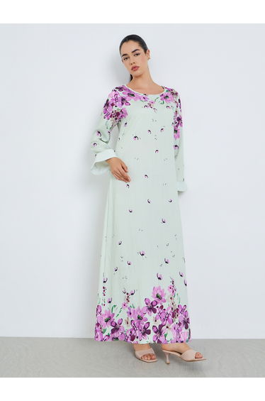 Women Purple Floral Print A-Line Jalabiya