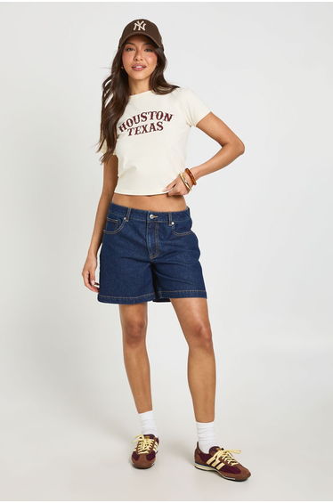 Houston Texas Print Baby Tee - ecru