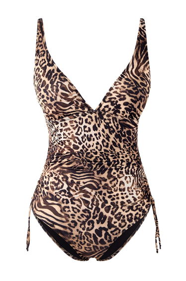 Multi-Colored Animal Deep V Rashel Sleeveless Swimsuit