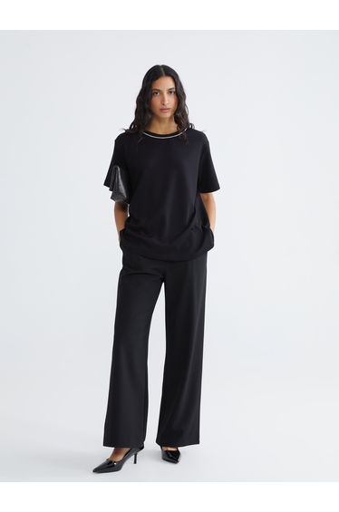 Crew Neck Rhinestone Blouse