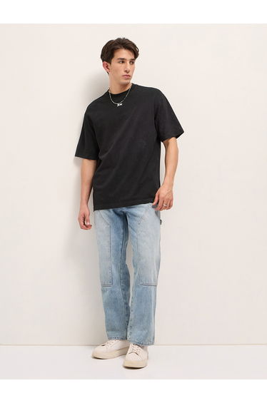 Men Pure Cotton Washed Oversized T-Shirt