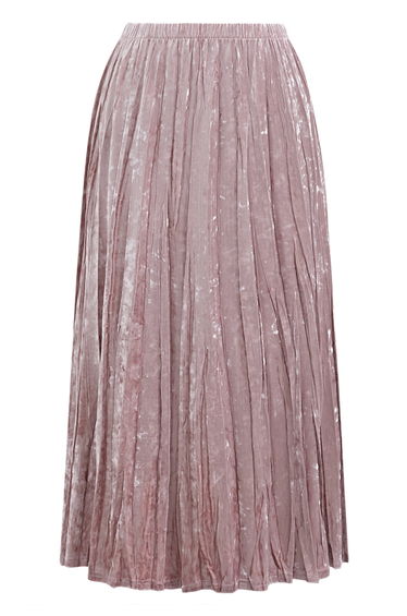 Alluring Luster Velvet Pleated Skirt in Pink