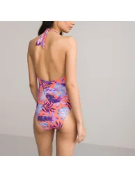Floral Print Halterneck Swimsuit - 1