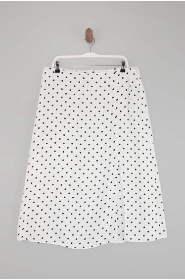 White Polka Dot Li Woven Plus Size Skirt
