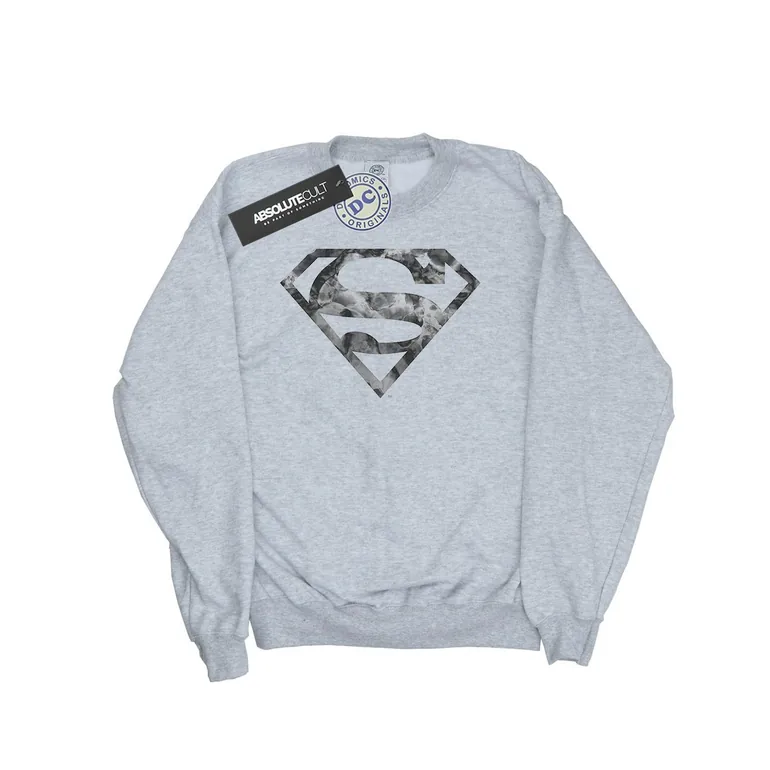 DC Comics Boys Superman Marble Logo Sweatshirt - Sports Grey