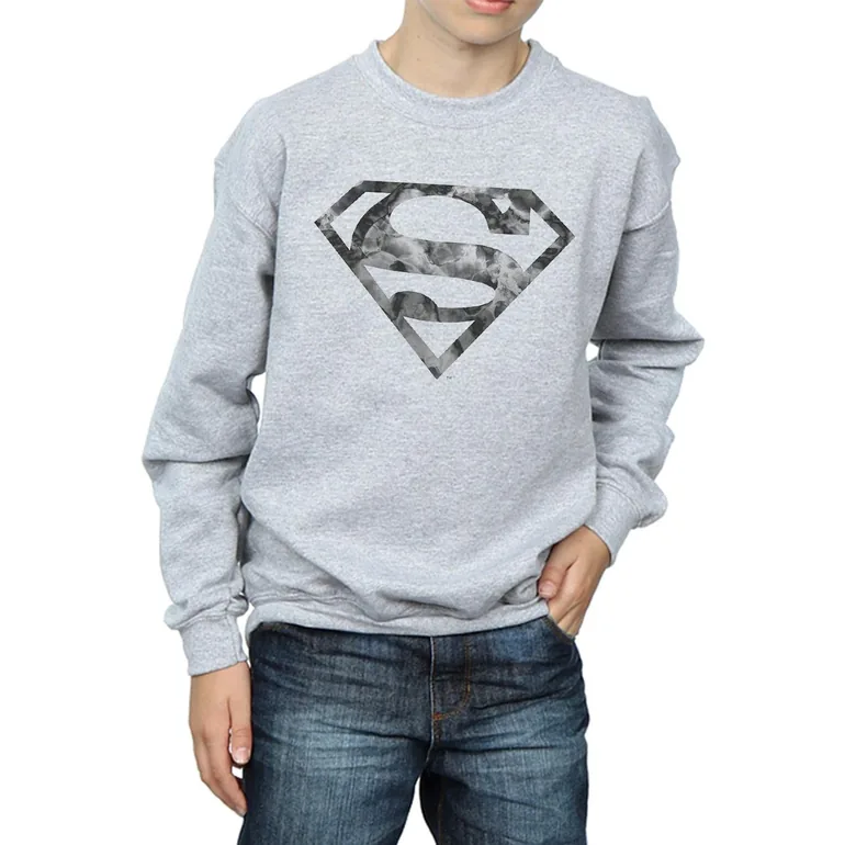 DC Comics Boys Superman Marble Logo Sweatshirt - Sports Grey - 2