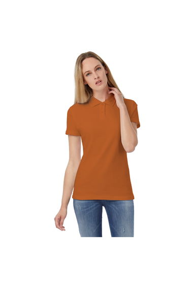 B&C Womens/Ladies ID.001 Plain Short Sleeve Polo Shirt - Orange
