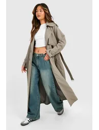 Oversized Double Breast Trench Coat - grey