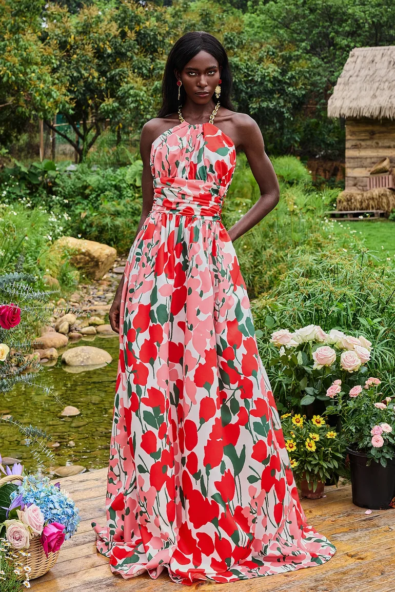 beatrice maxi dress THE BEATRICE FLORAL MAXI DRESS IN PINK Large