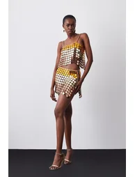 Mirrored Disc Side Split Skirt - 2