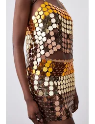 Mirrored Disc Side Split Skirt - 1
