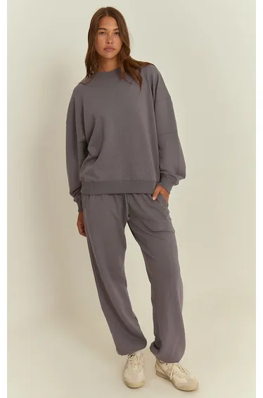 Charcoal Grey Interlock Cuffed Joggers