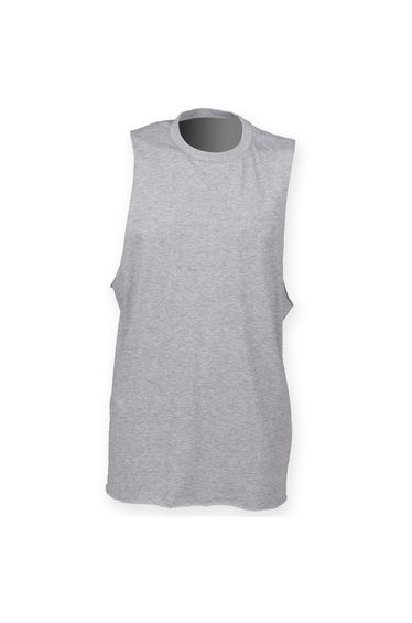 Skinnifit Mens High Neck Slash Armhole Vest - Heather Grey