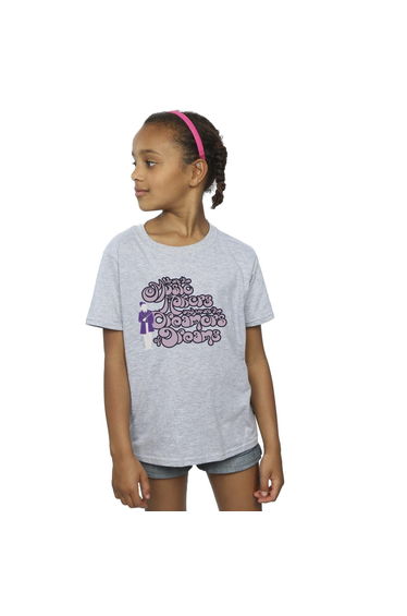 Willy Wonka Girls Dreamers Text Cotton T-Shirt - Sports Grey