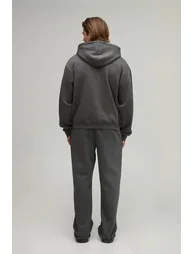 Essential Oversized Boxy Zip Through Hoodie - charcoal - 1