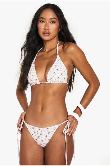 Swimwear Essentials Ditsy Floral Tie Side Bikini Bottoms - pink