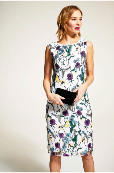 Sleeveless Embroidered Shift Dress