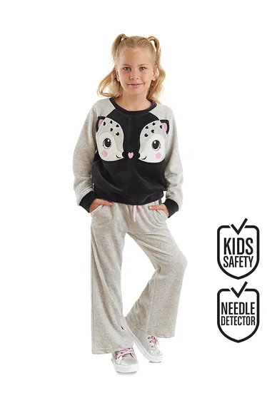 Twin Ceylan Girls' Velvet Tracksuit Set