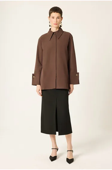 WIDE CUFFED POPLIN SHIRT