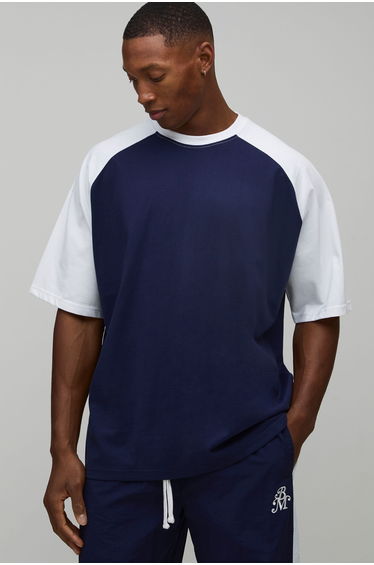 Oversized Raglan Short Sleeve T-Shirt - navy
