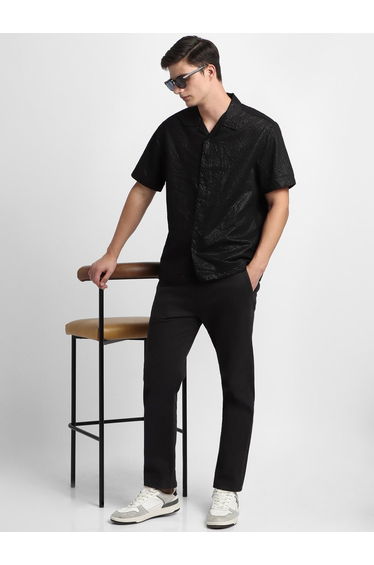 Button-Down Collar Plain Casual Shirt