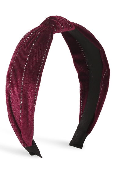 Monochromatic Knotted Velvet Headband in Burgundy