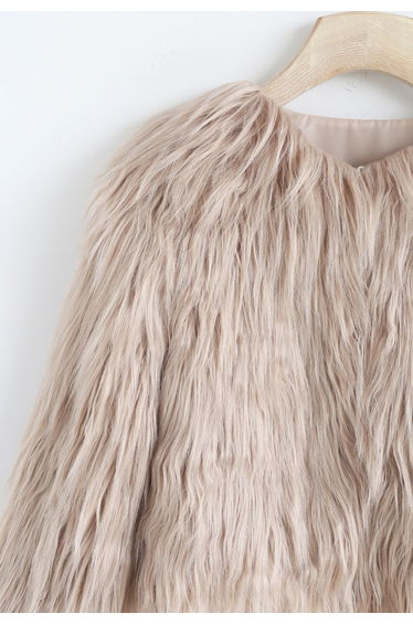 My Chic Faux Fur Coat in Tan For Kids product thumbnail 2