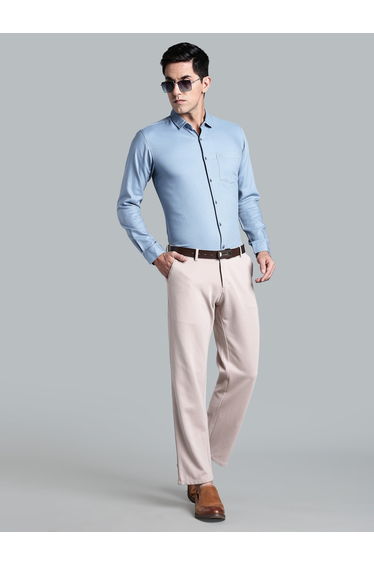 Men Light Blue Cotton Formal Shirt
