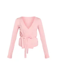 Pink Pilates Wrap Knitted Cardigan - 4