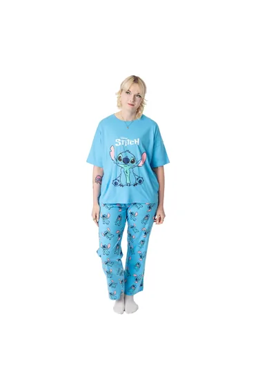 Lilo & Stitch Womens/Ladies Short-Sleeved Pyjama Set - Blue