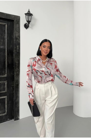 MY FASHION Abstract Print Button-Up Shirt