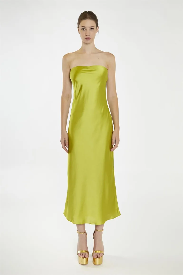 slim fit dress slacks Zapaka Women Lemon Green Long Bridesmaid Dress Mermaid Halter Open Back Wedding Party Dress, Lemon Green / US18W