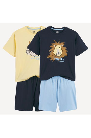 Pack of 2 Jersey Short Pyjamas with Animal Print