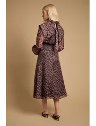 Floral Organza Shirred Waist Midi Dress - 1