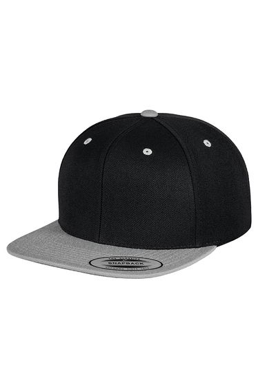 Yupoong Mens The Classic Premium Snapback 2-Tone Cap - Black/Silver
