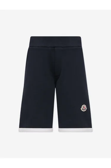 شورت رياضي أطفال ولادي قطن بطبعة شعار - كحلي