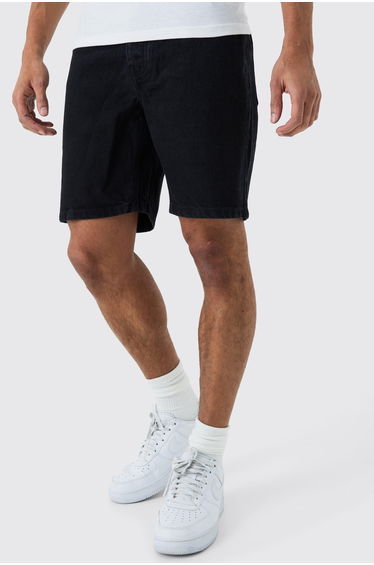 Slim Rigid Denim Shorts In Black - true black