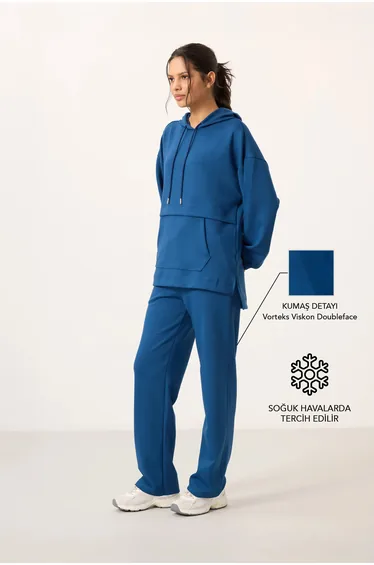 TOMMY Oversized Hooded Sweatshirt And Wide-Leg Pants Set