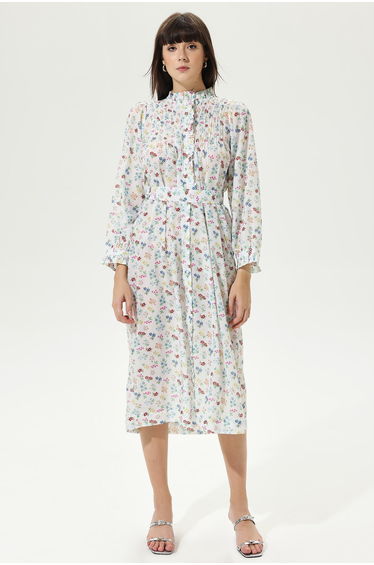 Sylvie Floral Lace Up Midi Dress