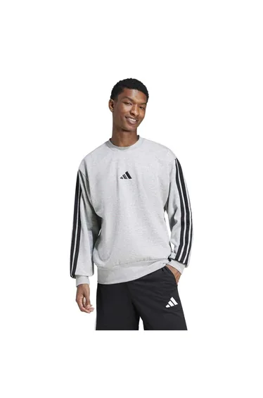 Adidas Mens Essentials 3 Stripes Fleece Sweatshirt - Medium Grey
