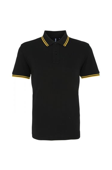 Asquith & Fox Mens Classic Fit Tipped Polo Shirt - Black/Yellow
