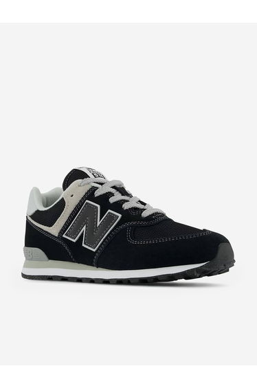 Kids 574 Lace Up Logo Trainers in Black